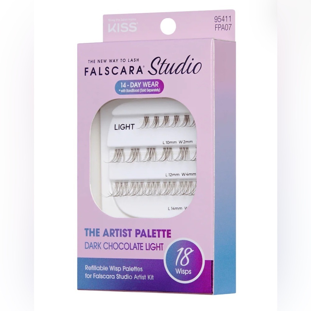 NIB KISS Falscara Studio The Artist Palette Dark Chocolate Light 18pk